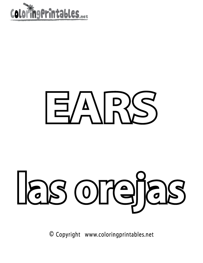 Spanish word for ears coloring page