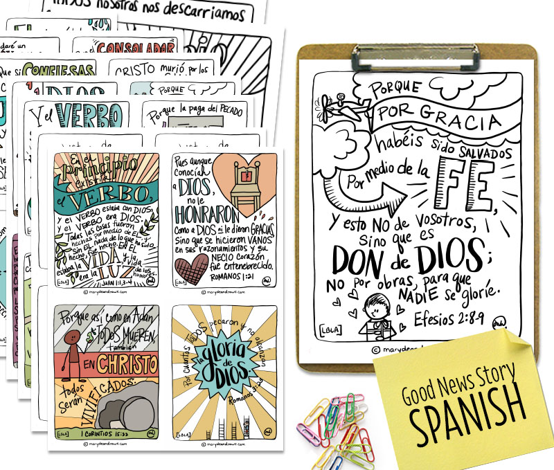 Printable bible verse coloring pages cards good news story spanish