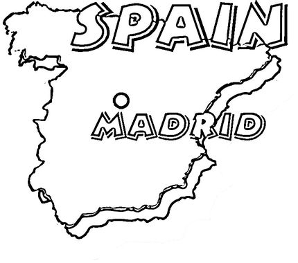 Map of spain madrid is the capital of spain coloring page supercoloring mapa de espaãa enseãanza de la escritura cursiva espaãa