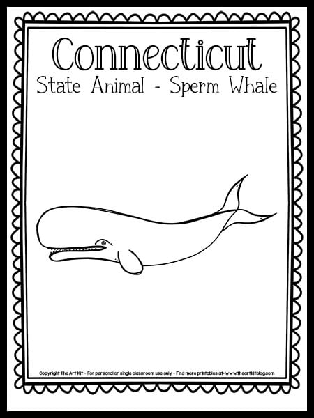 Free printable connecticut state animal coloring page sperm whale â the art kit