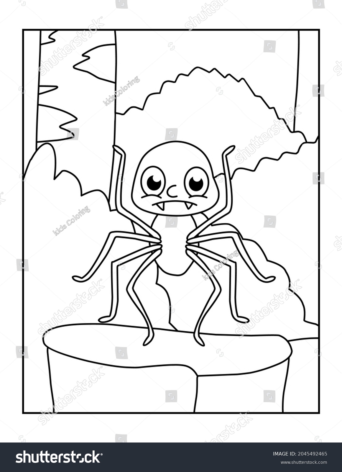 Cute printable spider coloring pages kids stock illustration