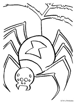 Spider coloring page pdf by tims printables tpt