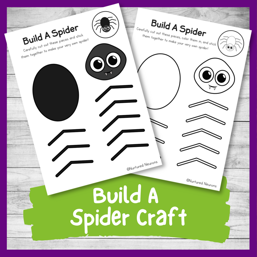 Cute build a spider craft cut and paste activity for kids