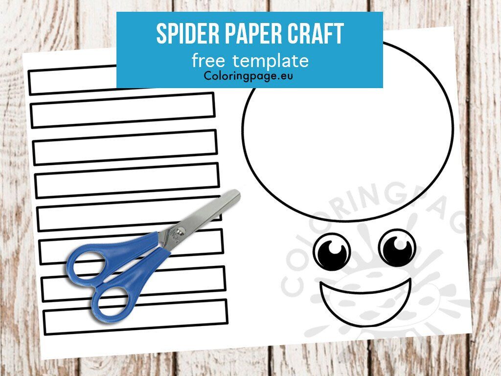 Spider paper craft template coloring page