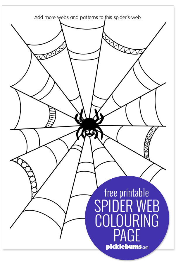 Spider web colouring page