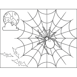 Spooky spider web coloring page