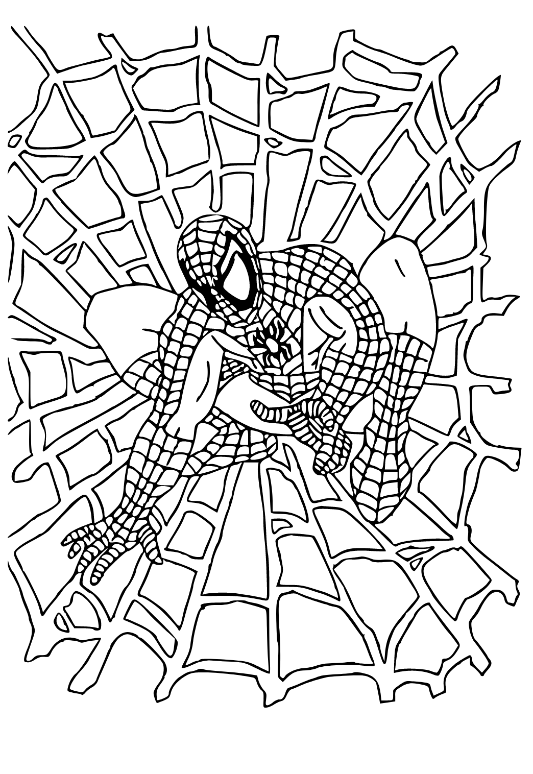 Free printable superhero spider coloring page for adults and kids