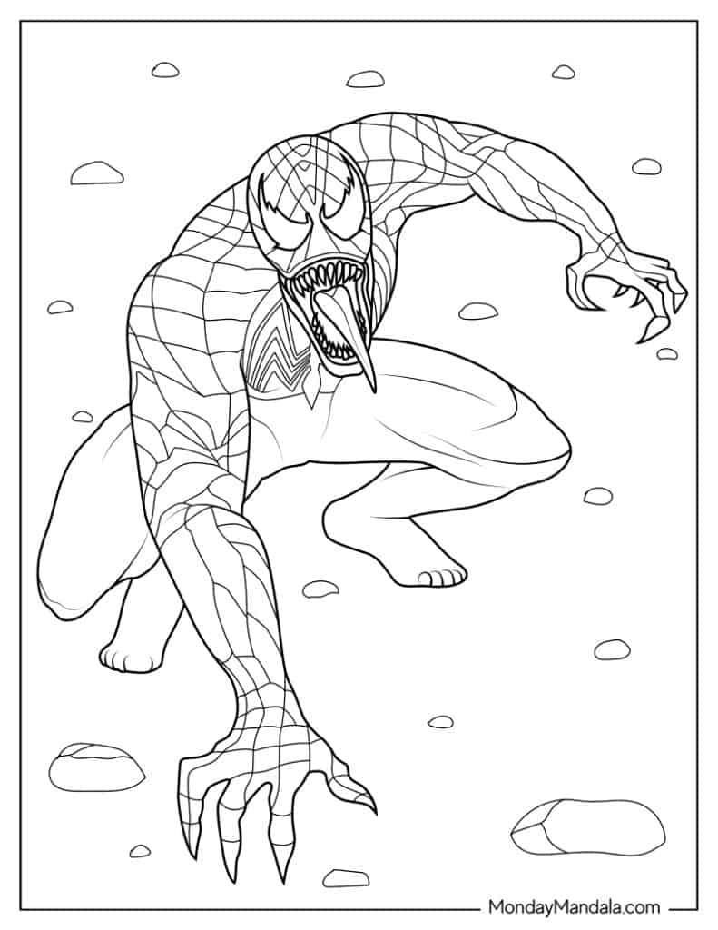 Venom coloring pages free pdf printables