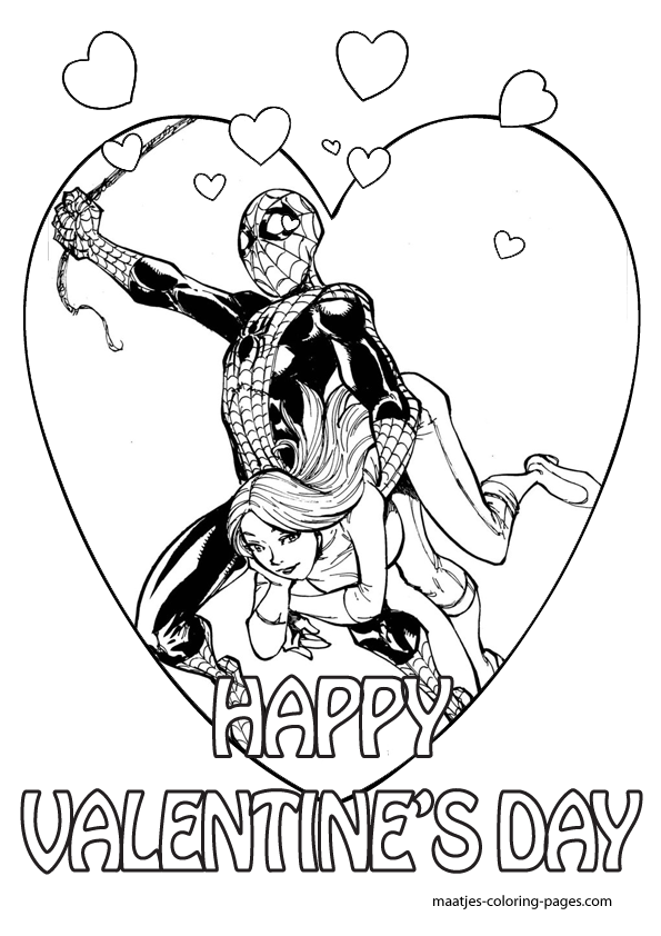 Spiderman and mary jane valentines day coloring pages for kids valentine coloring pages printable valentines coloring pages superhero valentines