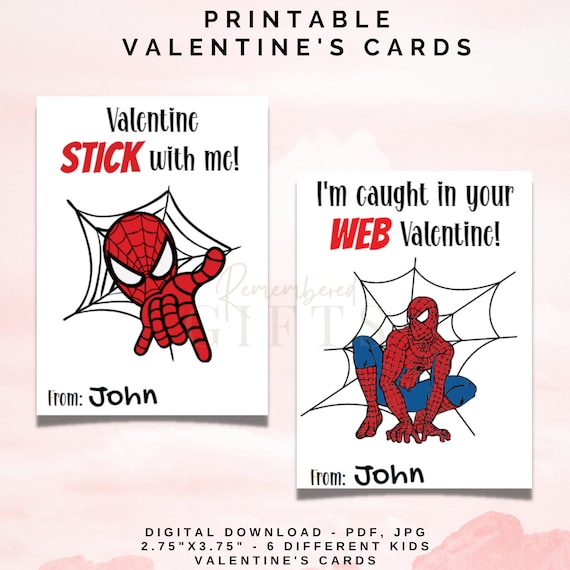 Spider superhero valentine cards valentines card valentine card for kids x