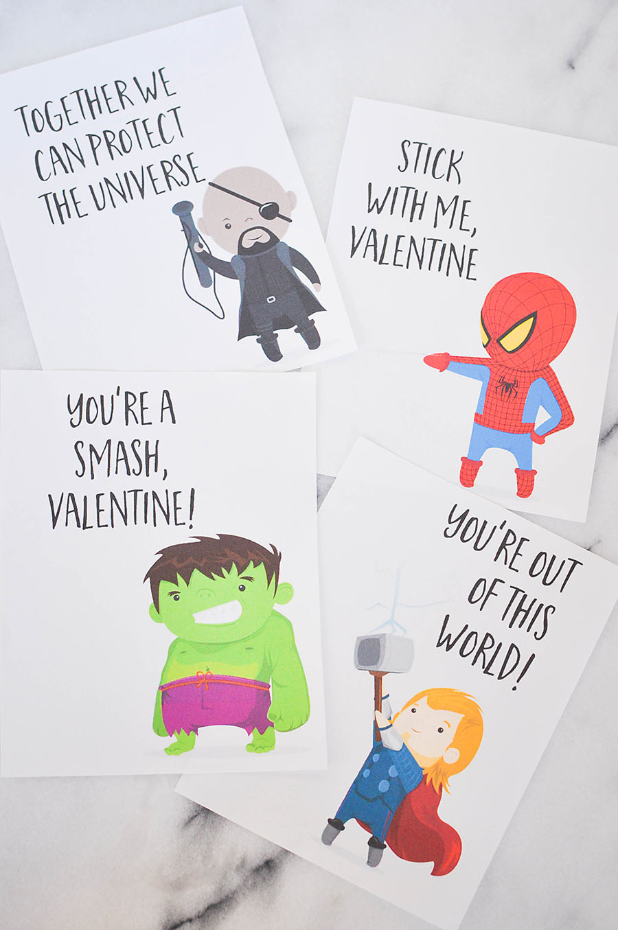 The avengers super hero valentines day cards for kids