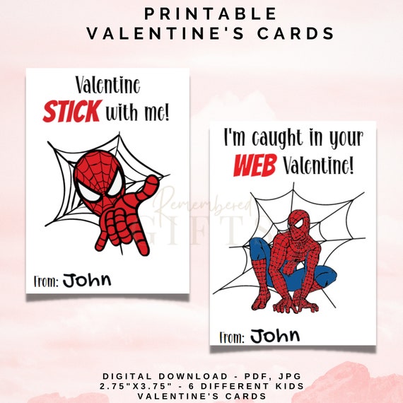 Spider superhero valentine cards valentines card valentine card for kids x