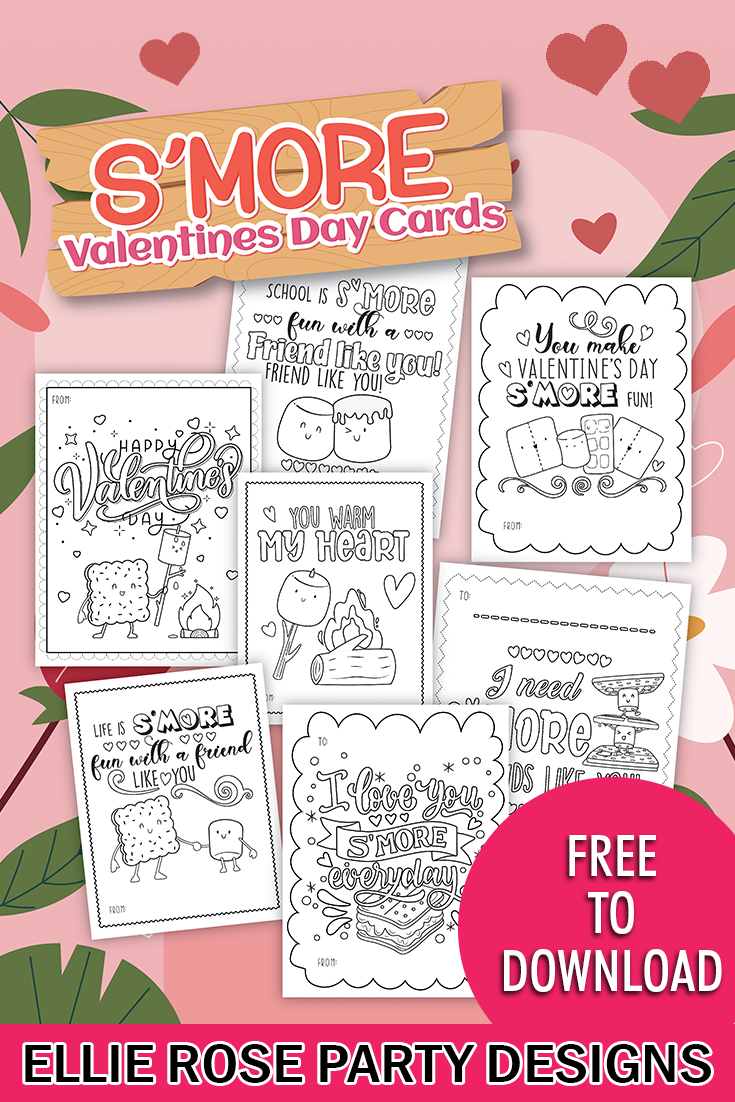 Free smore coloring valentines day card