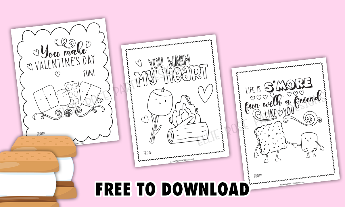 Free smore coloring valentines day card