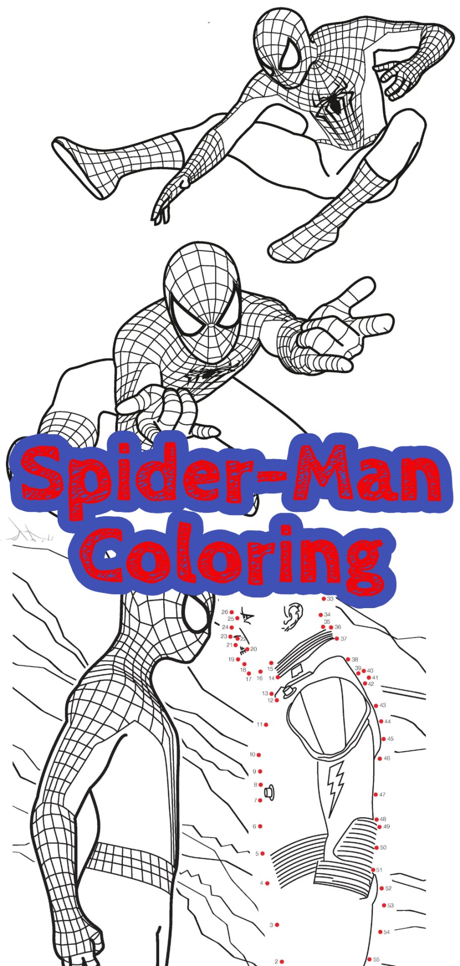 Free printable spiderman louring pages and activity sheets