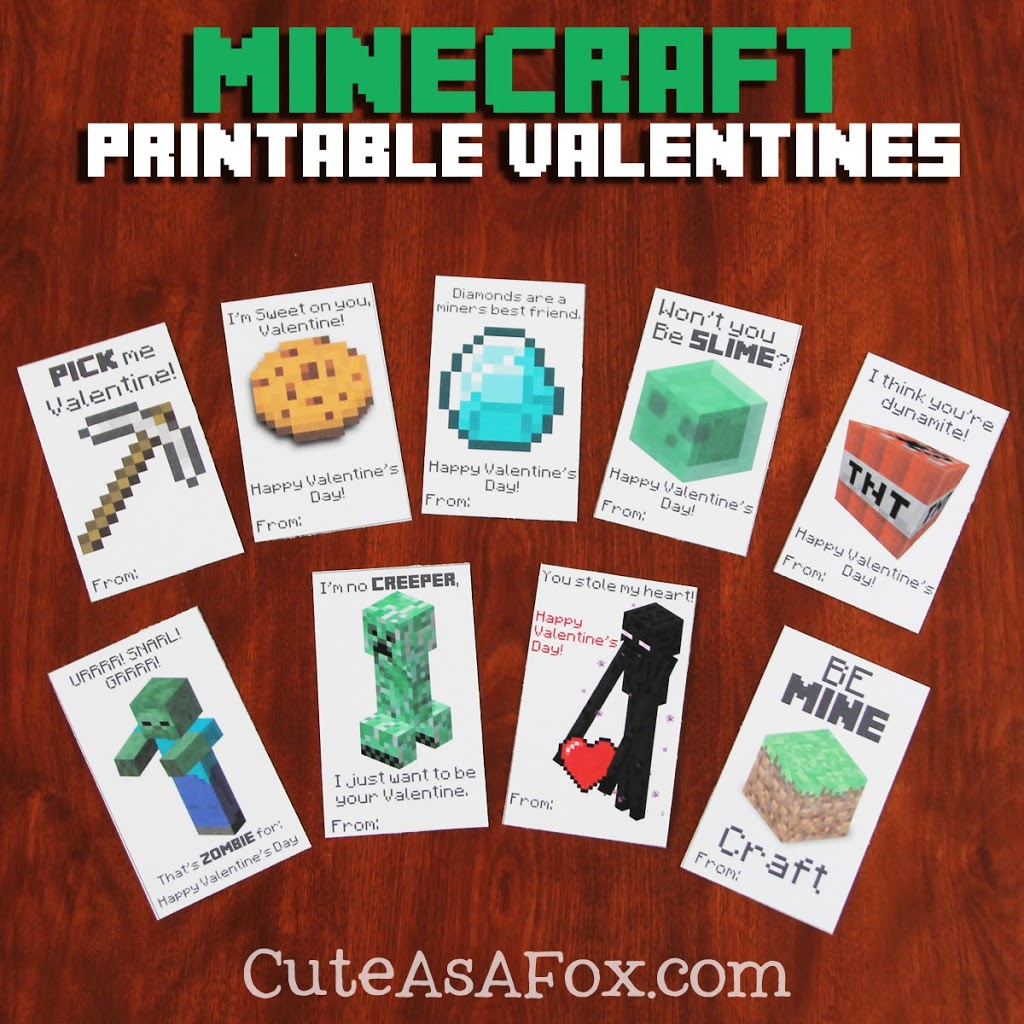 Printable minecraft valentines