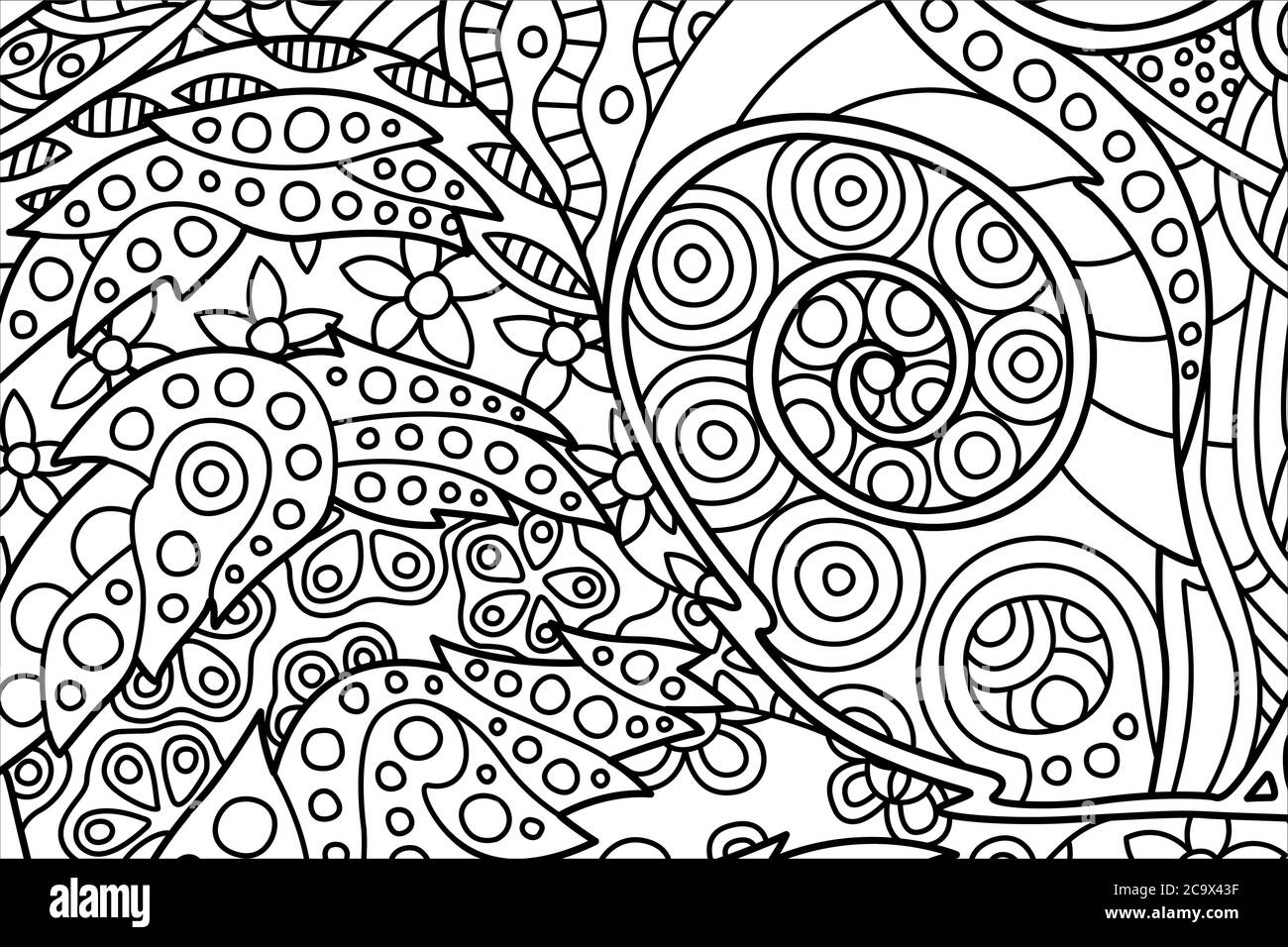 Beautiful coloring book page with spiral on white background stock vector image art