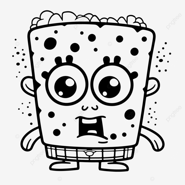 Black and white cartoon spongebob squarepants coloring page outline sketch drawing vector car drawing cartoon drawing wing drawing png and vector with transparent background for free download