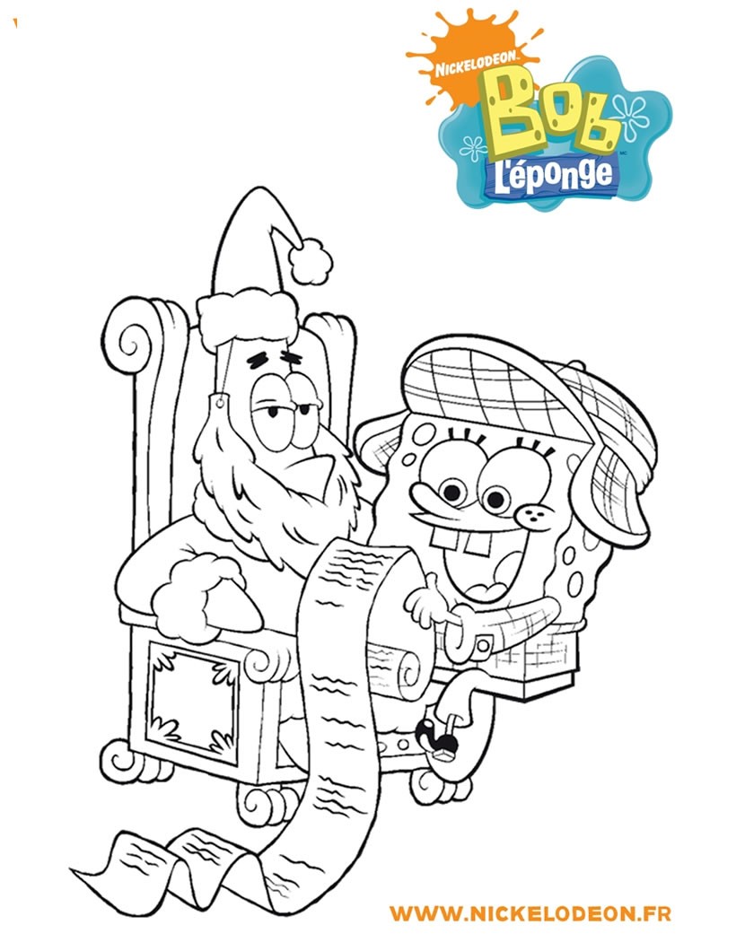 Spongebob and his christmas wish list coloring pages