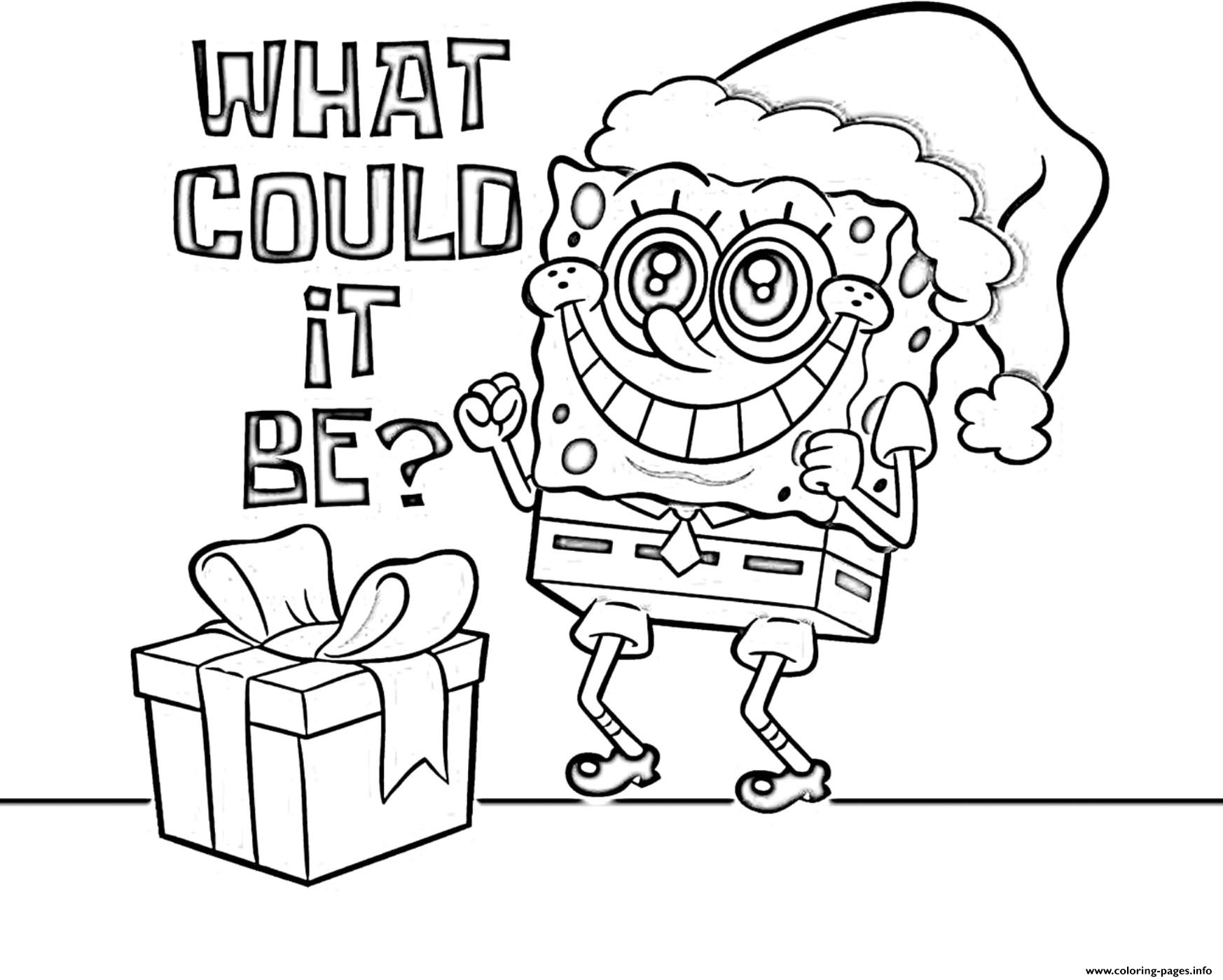 Spongebob santa christmas coloring page printable