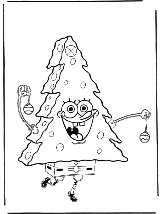 Christmas tree spongebob coloring page