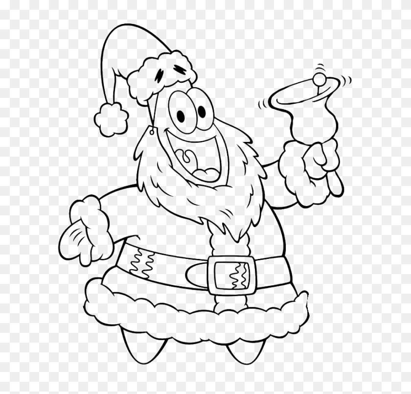 Patrick friend spongebob christmas bells coloring page