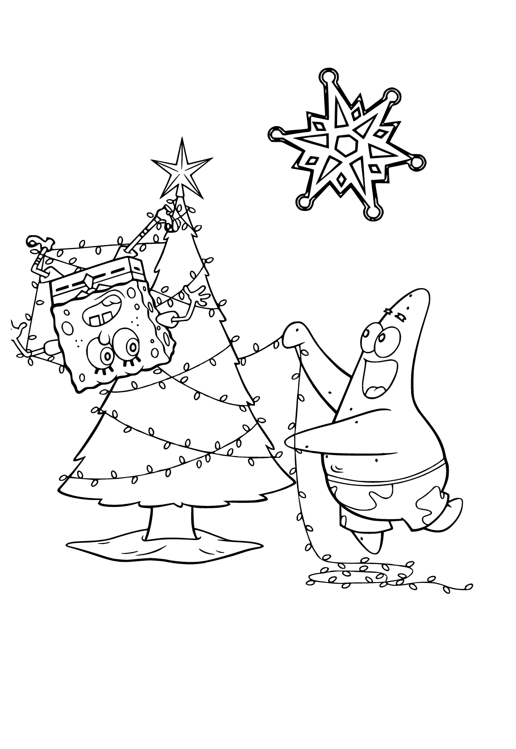 Free printable christmas spongebob coloring page sheet and picture for adults and kids girls and boys