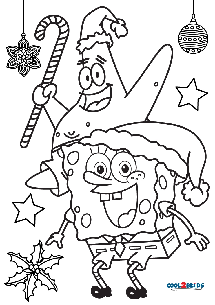 Free printable spongebob christmas coloring pages for kids