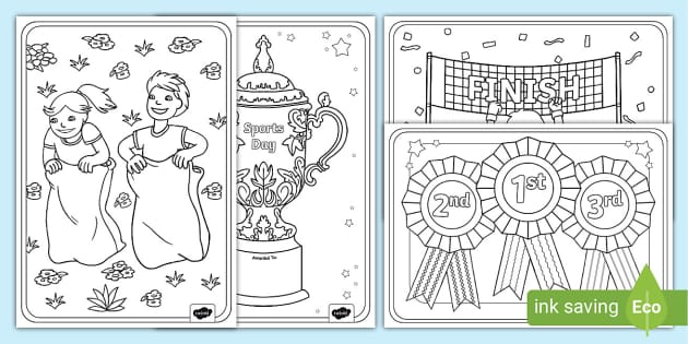 Sports day colouring sheets