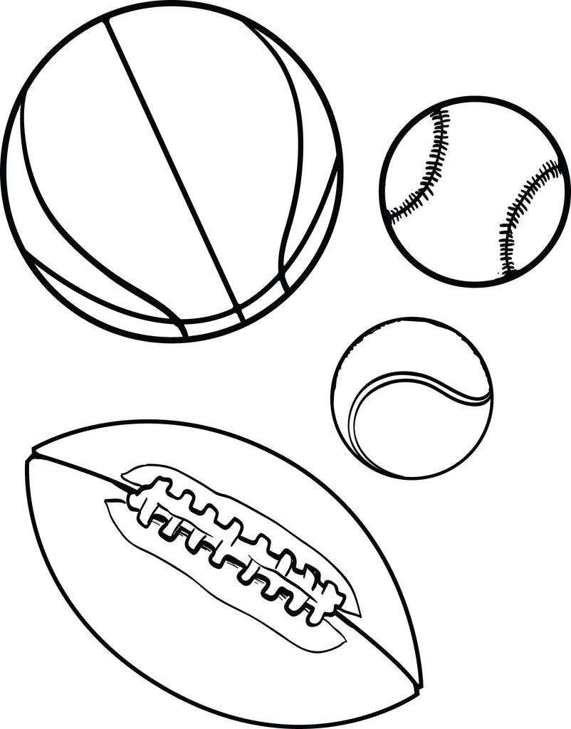 Printable sports balls coloring page for kids â