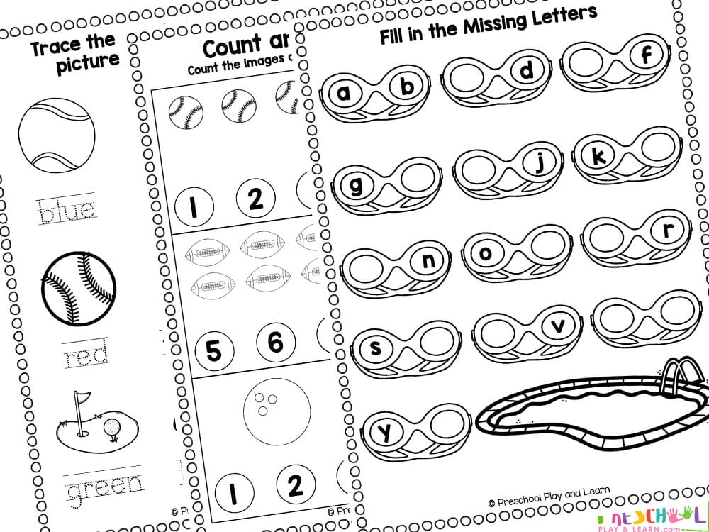 Ðâðâ free printable sports worksheets for preschoolers