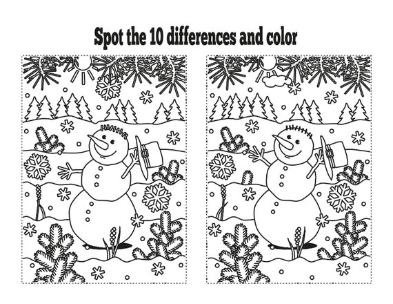 Spot the difference christmas themed activitycoloring book total images digital