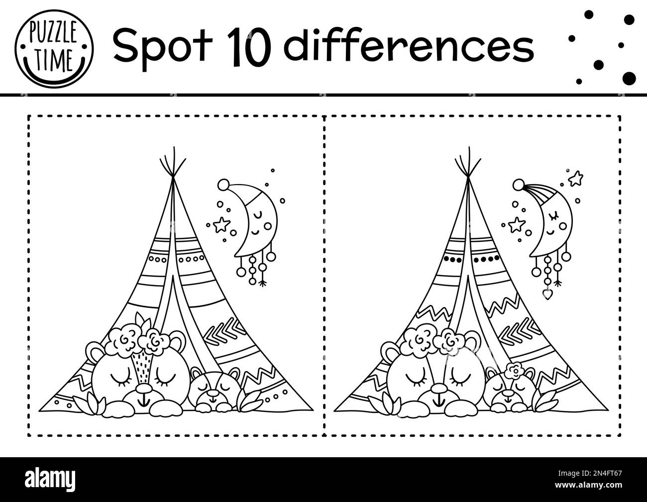 Spot the difference puzzle black and white stock photos images