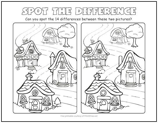 Charming village spot the difference puzzle