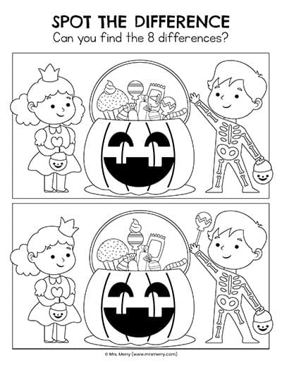 Halloween spot the difference printables mrs merry