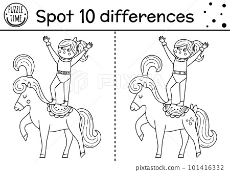 Circus black and white find differences game