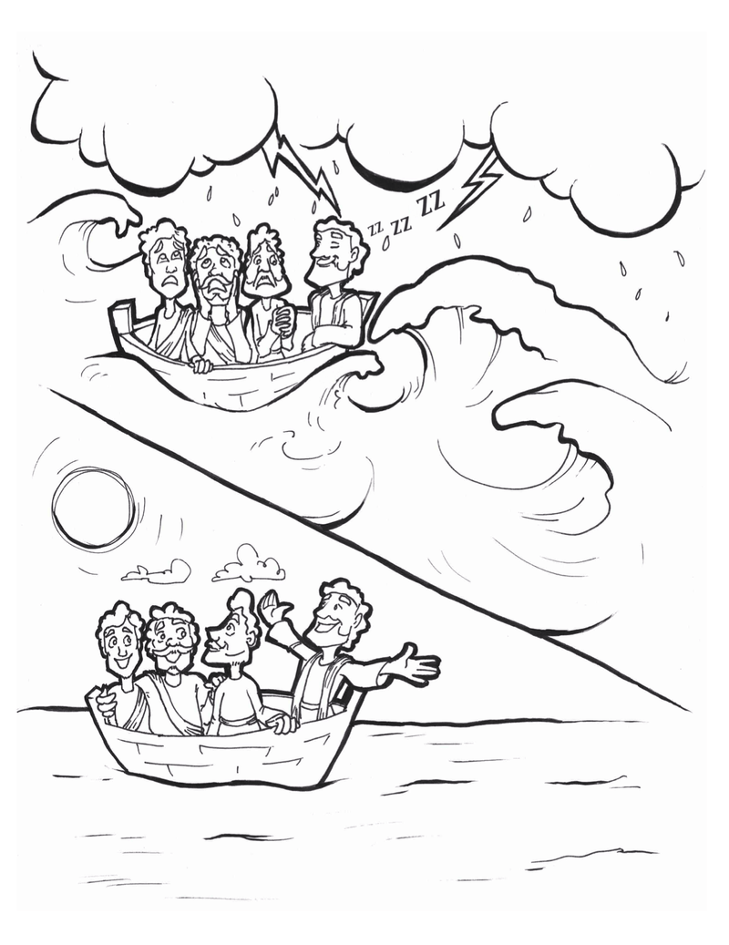 Jesus calms the storm spot the difference coloring page