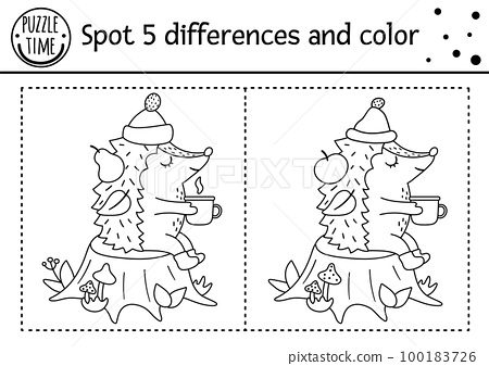 Autumn find differences game for children
