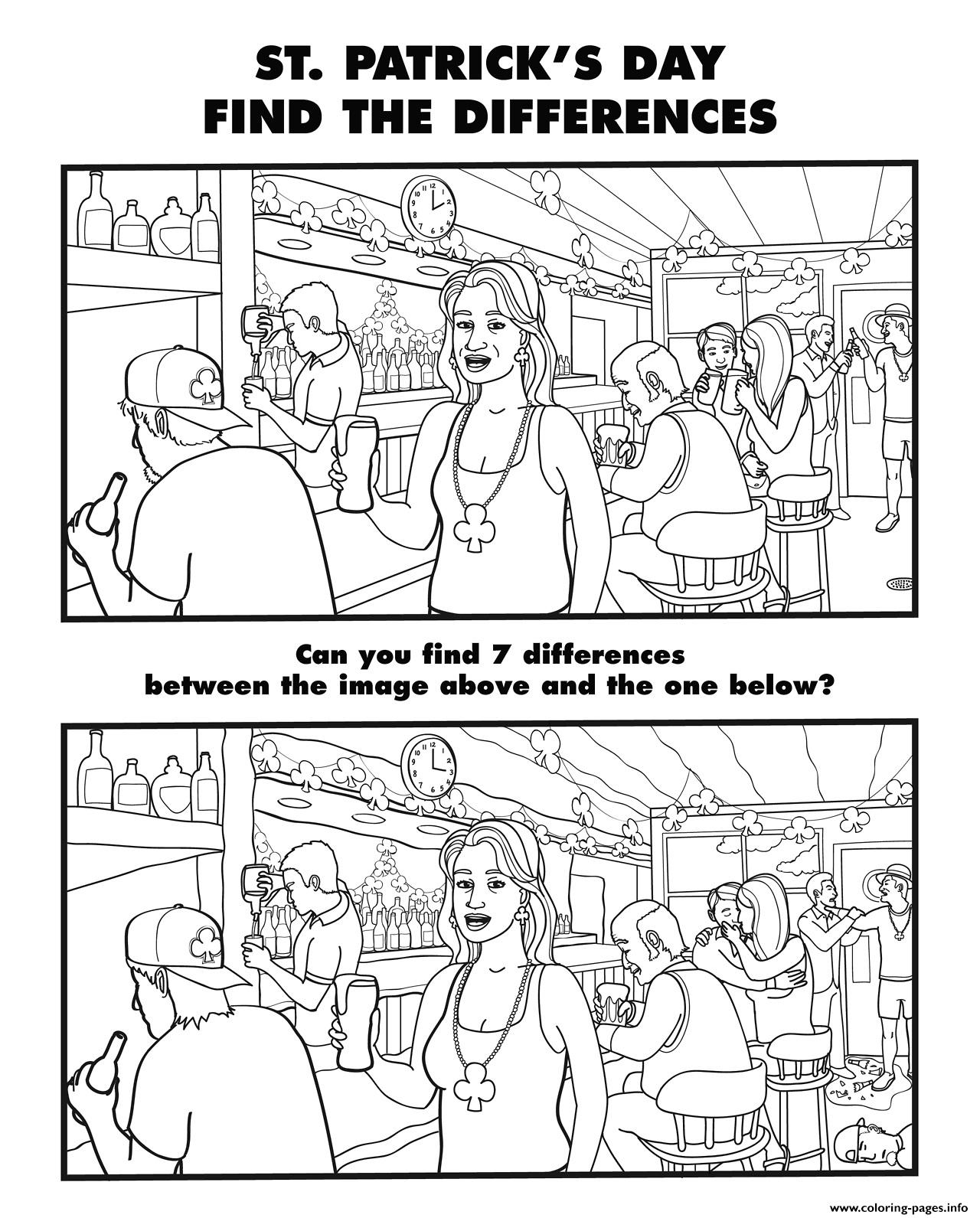 Spot the difference for grown ups coloring page printable