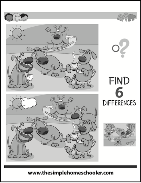 Free spot the difference worksheets easy print
