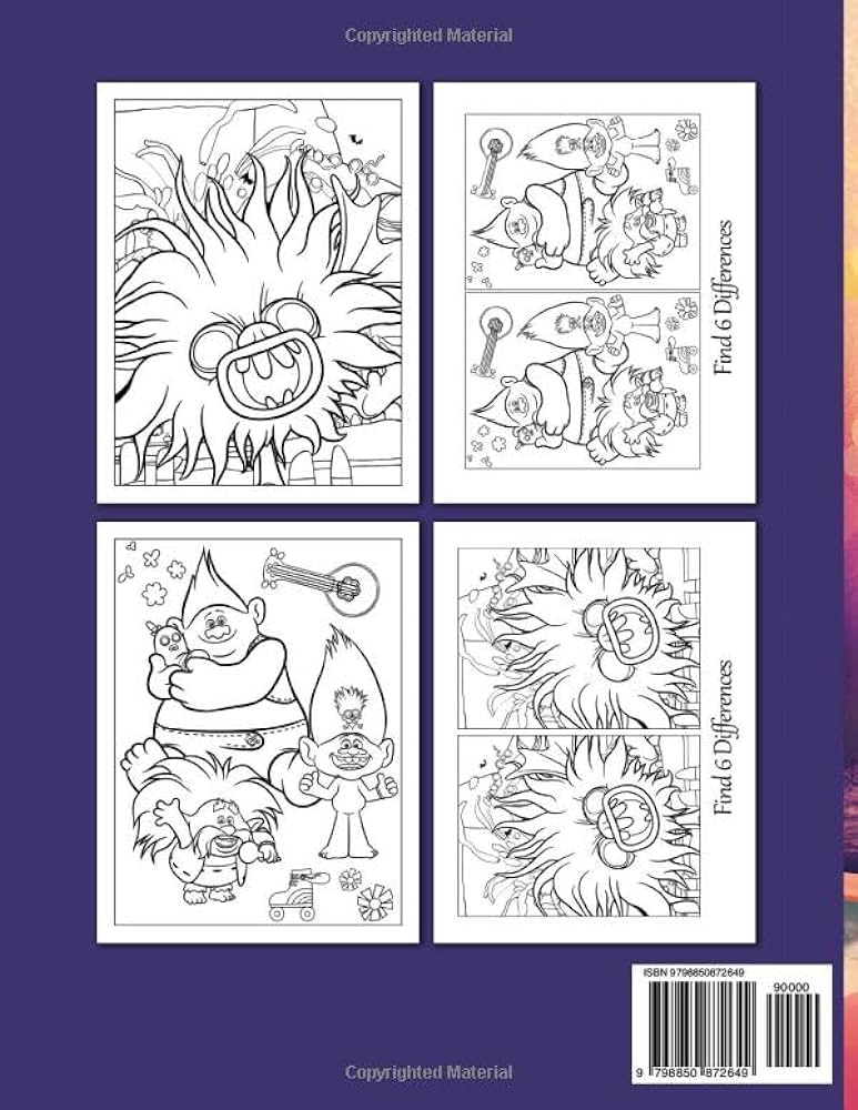 Trlls wrld tur activity book coloring and find the differences for adults and kids inacio martins books