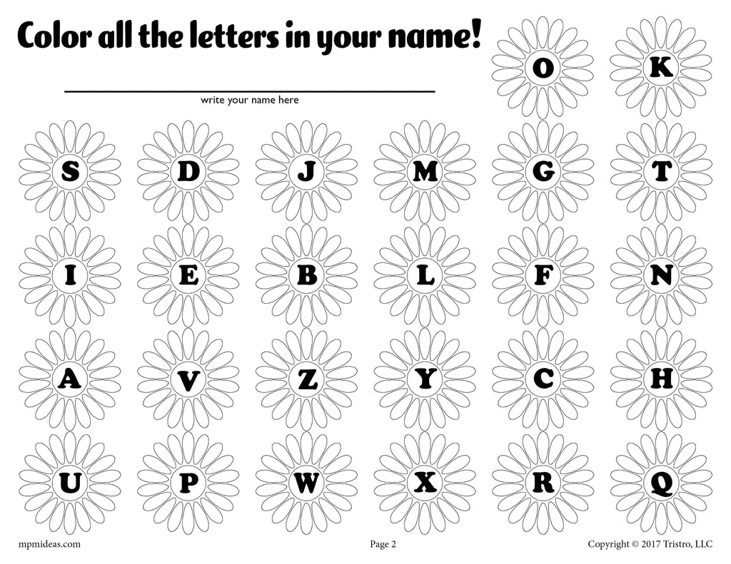 Find color the letters in your name spring themed letter recogniti â