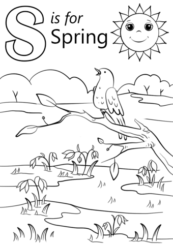 Letter s is for spring coloring page free printable coloring pages