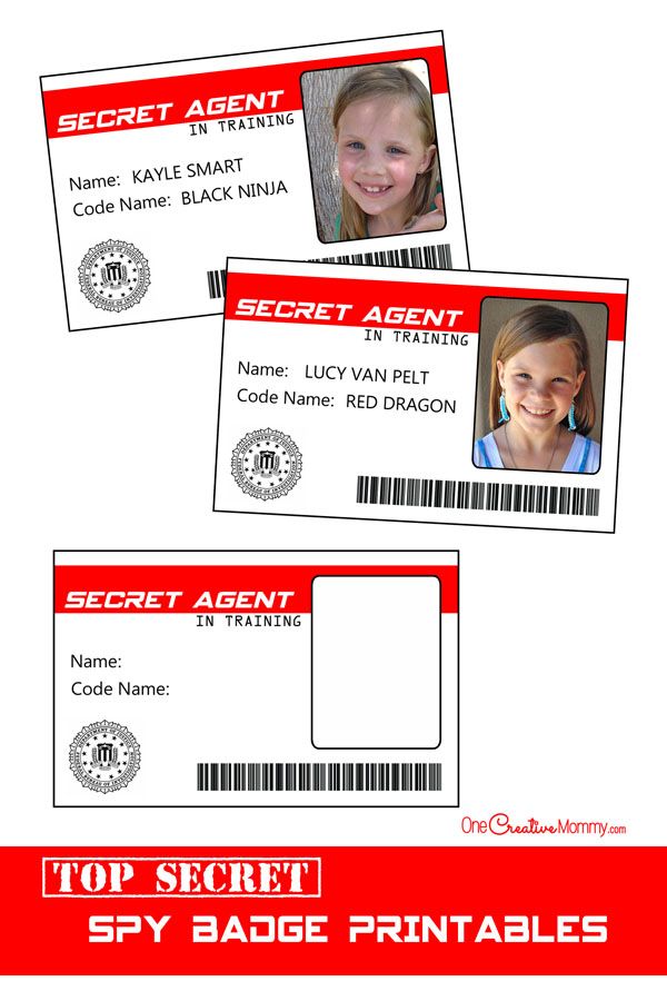 Secret agent badge template free printable