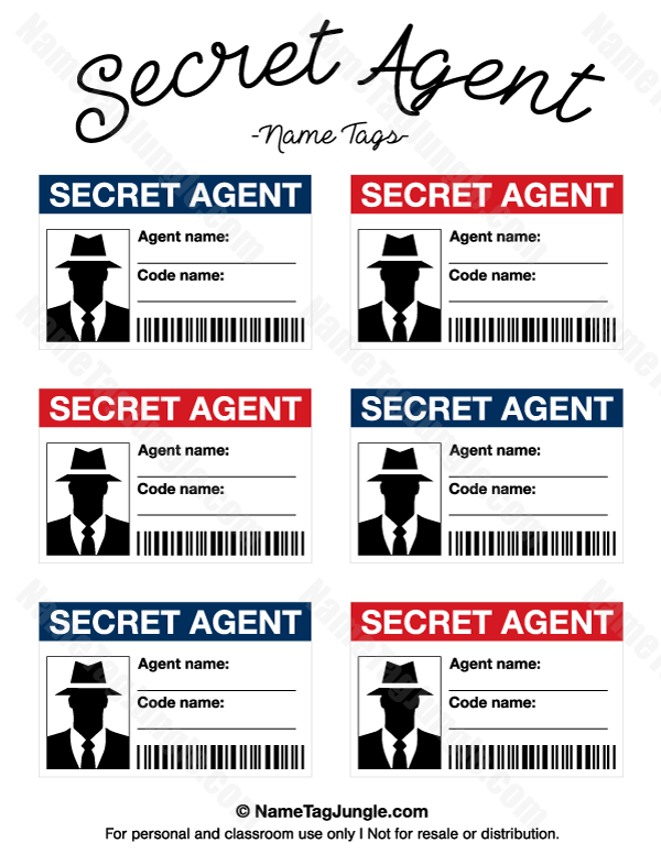 Secret agent badge template free printable