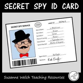 Spy id card secret agent template by suzanne welch teaching resources