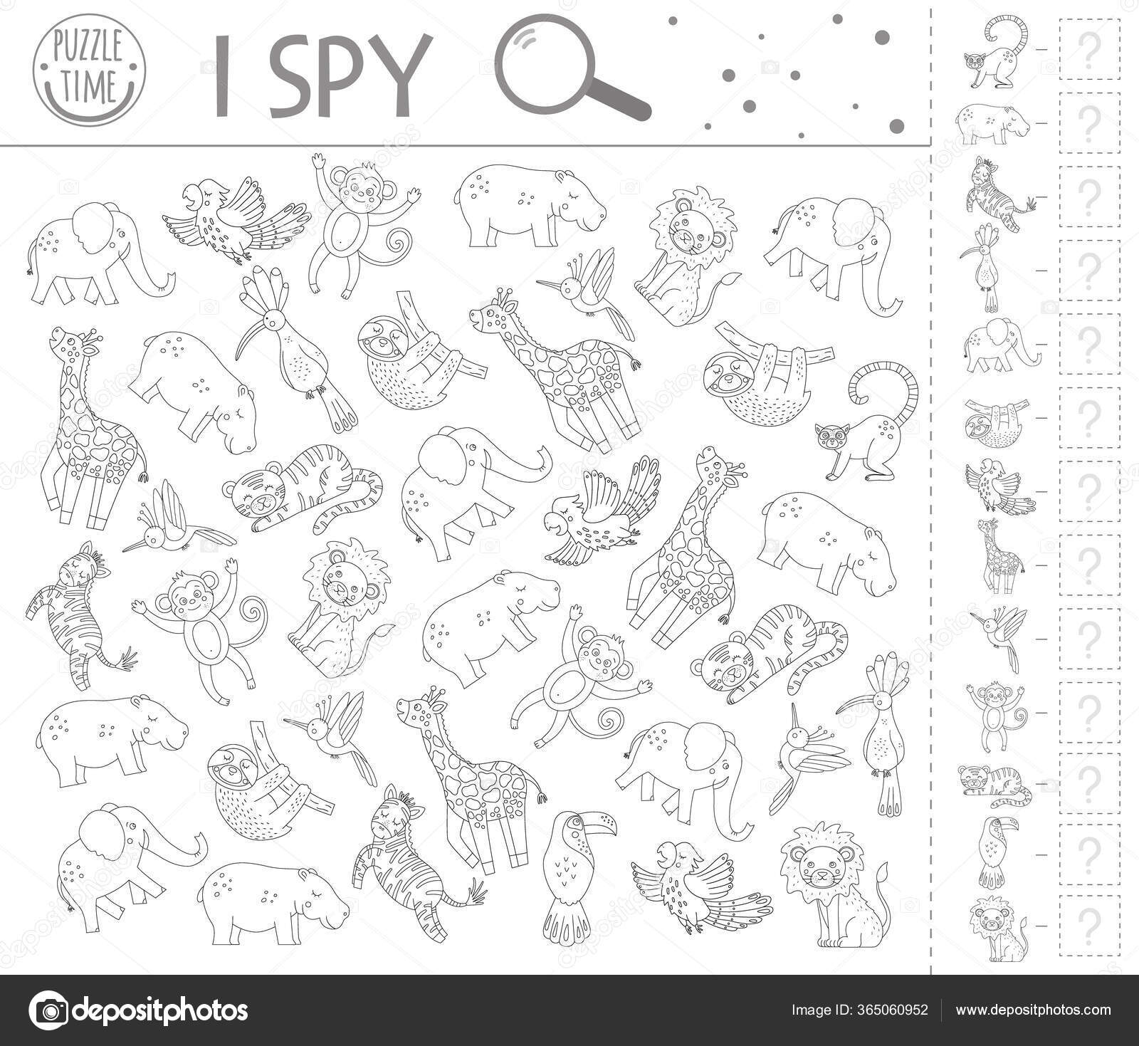 Tropical spy game exotic searching counting activity preschool children cute stock vector by lexiclaus