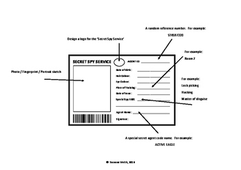 Spy id card secret agent template by suzanne welch teaching resources