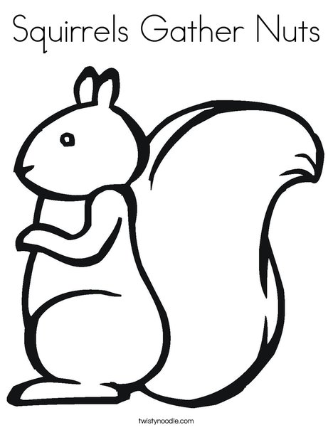 Squirrels gather nuts coloring page