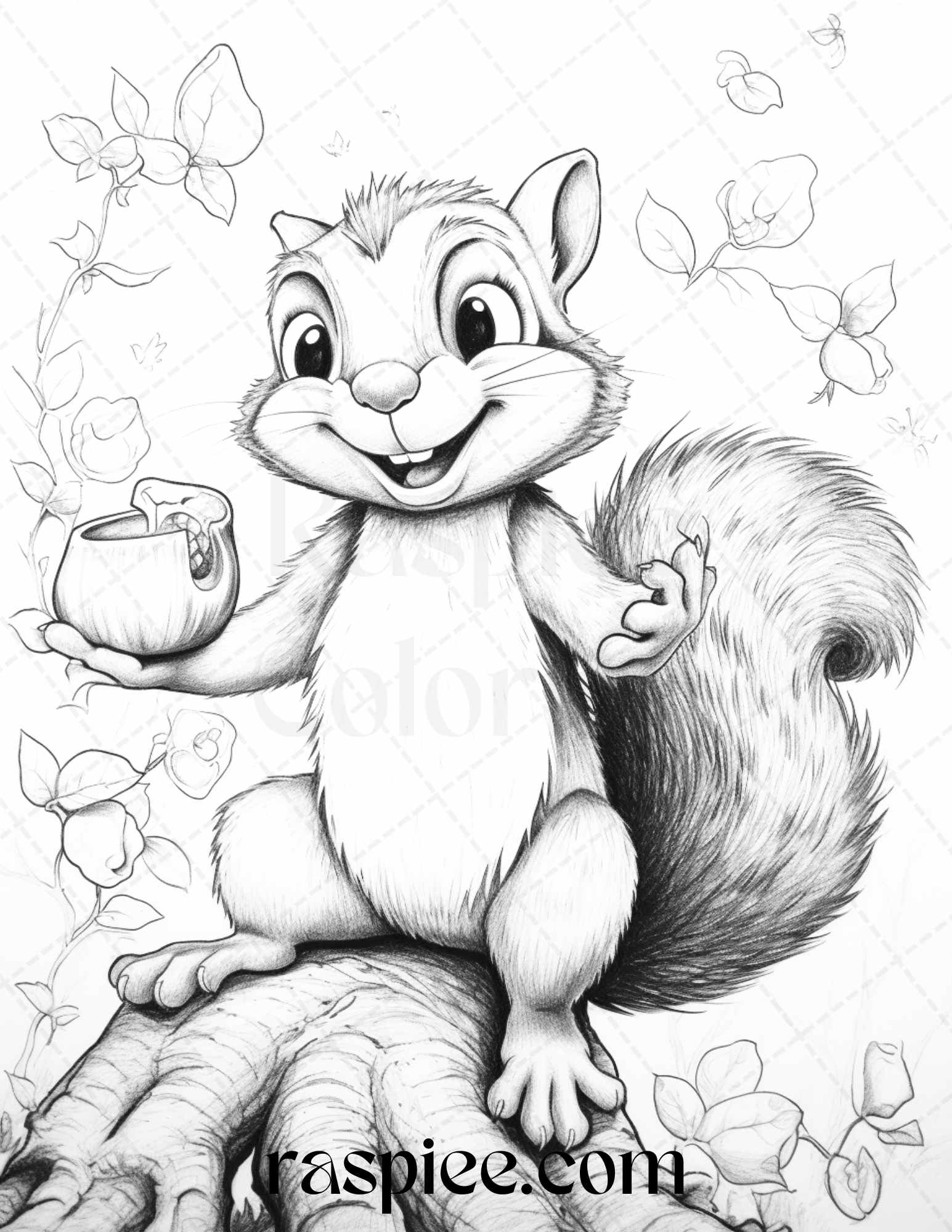 Adorable squirrels grayscale coloring pages printable for adults ki â coloring